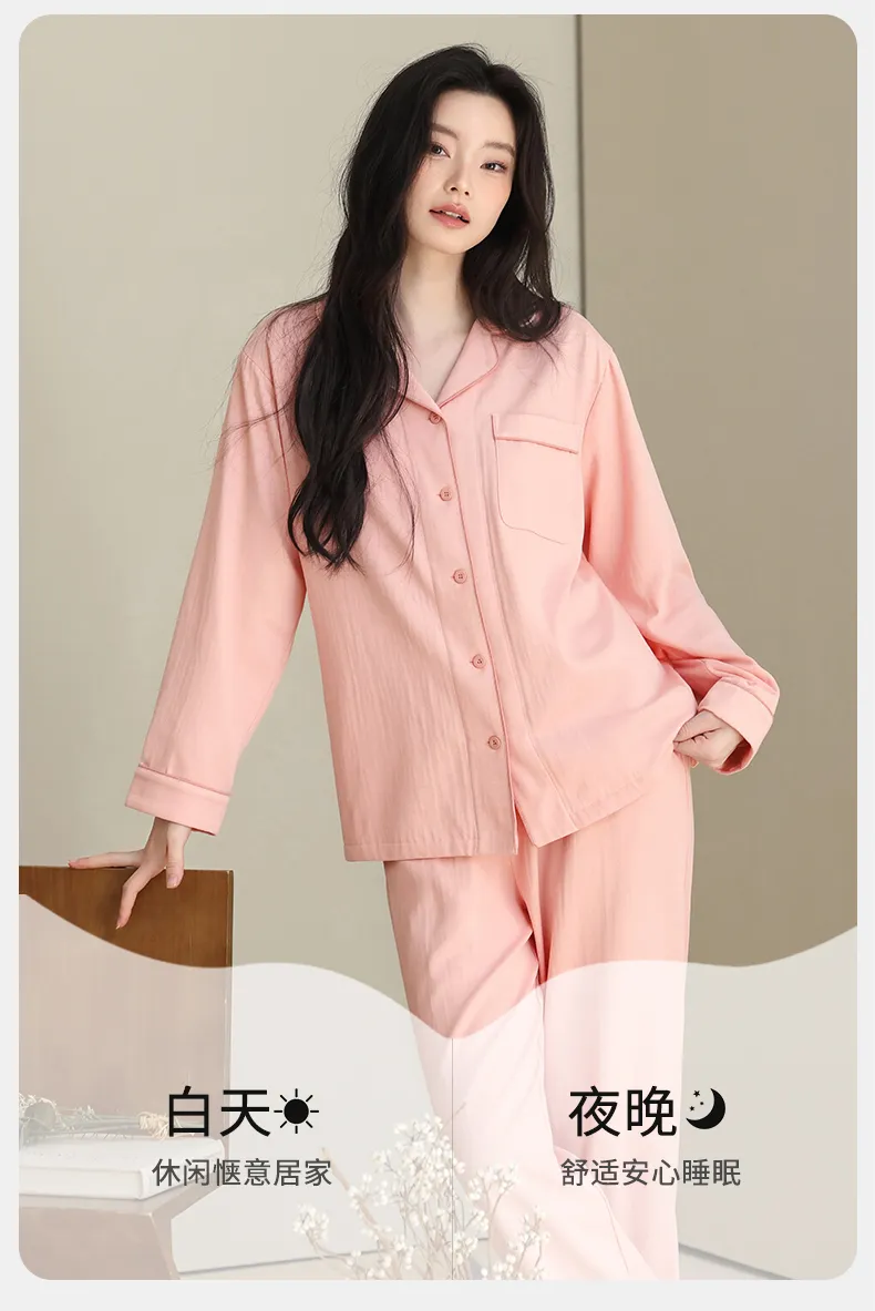 Women's Premium Double-Layer Cotton Sleepwear, Pure Cotton Long-Sleeve Pajamas, Autumn New Arrival, Cotton Homewear, Wearable Outside · Wholesale · OEM · Worldwide Shipping - Detail 6