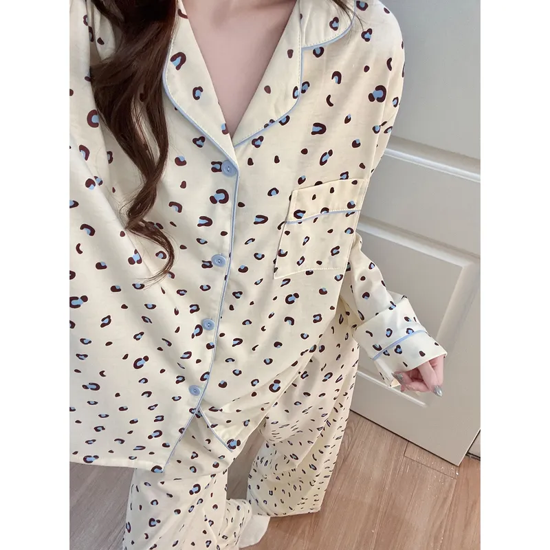 신상 봄가을 라펠 클라우드 코튼 카디건 파자마 여성 긴팔 긴바지 홈웨어 M-XXL · 도매 · OEM · 전 세계 배송 - View 3