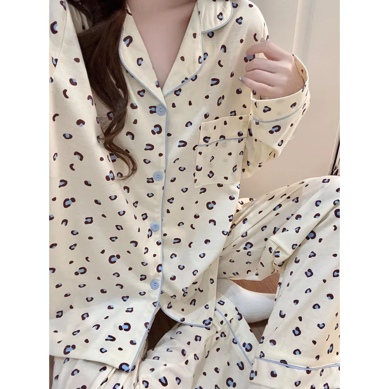 신상 봄가을 라펠 클라우드 코튼 카디건 파자마 여성 긴팔 긴바지 홈웨어 M-XXL · 도매 · OEM · 전 세계 배송 - View 4