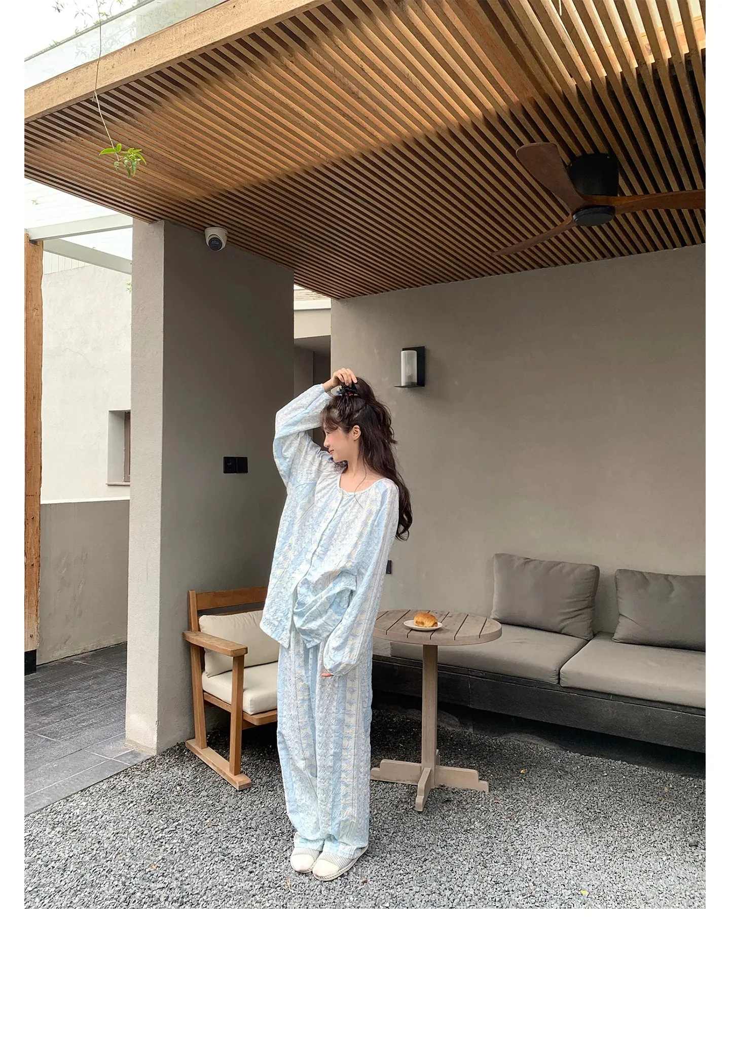 신상 봄가을 라펠 만년격자 오픈 카디건 파자마 여성 긴팔 긴바지 홈웨어 M-XXL · 도매 · OEM · 전 세계 배송 - Detail 7