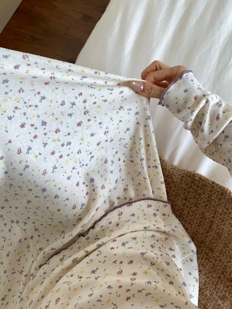 بيجامة نسائية جديدة للموسمين الربيع والخريف بنقشة مخططة وياسمين صغيرة أكمام طويلة وبنطال طويل للمنزل · بيع بالجملة · تصنيع حسب الطلب · شحن عالمي - Detail 10