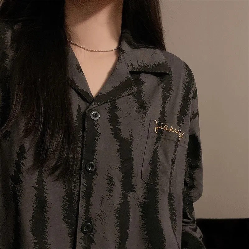 Real Photos# German Velvet Striped Letter Thickened Warm Pajamas Autumn Winter Men's Plus Size Long Sleeve Two-Piece Loungewear Set · Wholesale · OEM · Worldwide Shipping - Detail 7