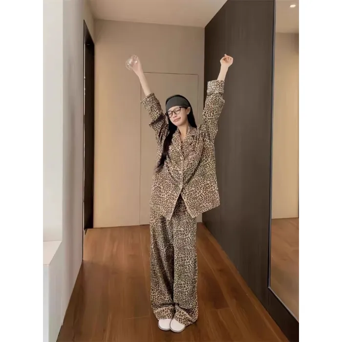 8038 더블벨벳 카키색 레오파드 오리지널 2026 가을겨울 신상 커플 동일 디자인 두꺼운 고급감 홈웨어 · 도매 · OEM · 전 세계 배송 - Detail 1