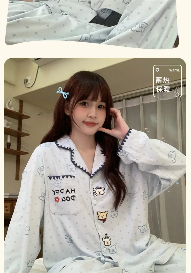 2026 New Winter German Velvet Pajamas for Women Autumn Winter Thickened Fleece Winter Flannel Set Loungewear · Wholesale · OEM · Worldwide Shipping - Detail 14