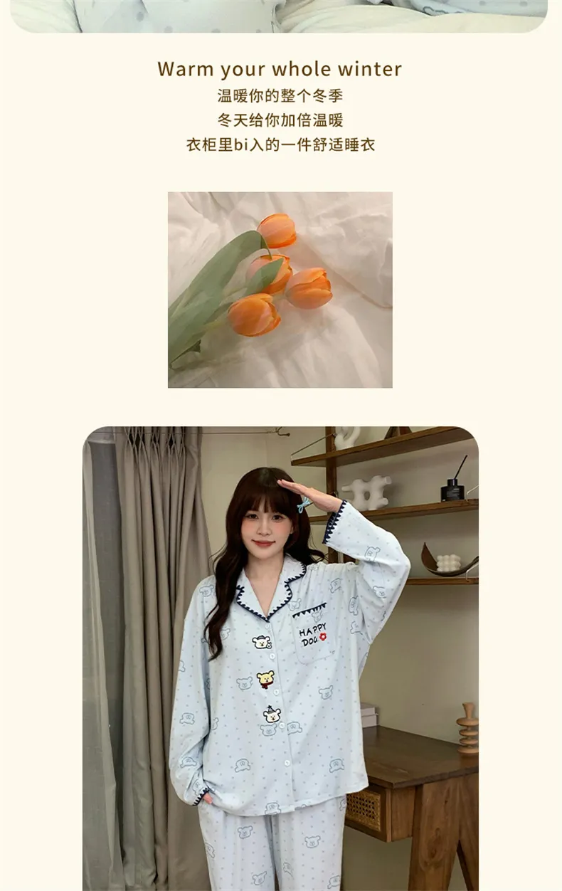 2026 New Winter German Velvet Pajamas for Women Autumn Winter Thickened Fleece Winter Flannel Set Loungewear · Wholesale · OEM · Worldwide Shipping - Detail 16