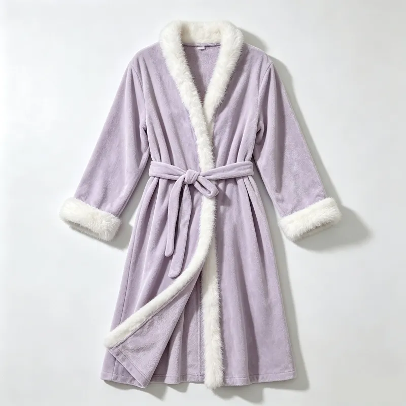 Autumn/Winter Thickened Island Fleece Robe Premium Faux Fur Cuffs Warm Skin-Friendly Ice Snow Silk Inner Slip Dress Over-Knee Long Skirt · Wholesale · OEM · Worldwide Shipping - Detail 7