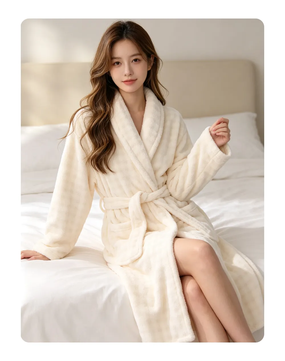 350G thickened warm coral fleece robe women bathrobe loose tie pajamas flannel · Wholesale · OEM · Worldwide Shipping - Detail 3