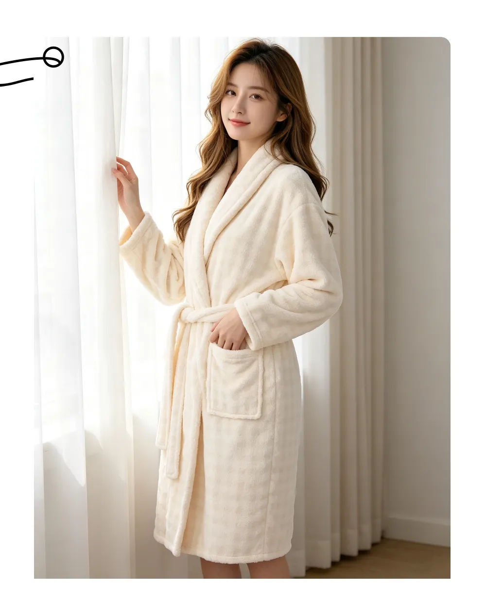 350G thickened warm coral fleece robe women bathrobe loose tie pajamas flannel · Wholesale · OEM · Worldwide Shipping - Detail 7