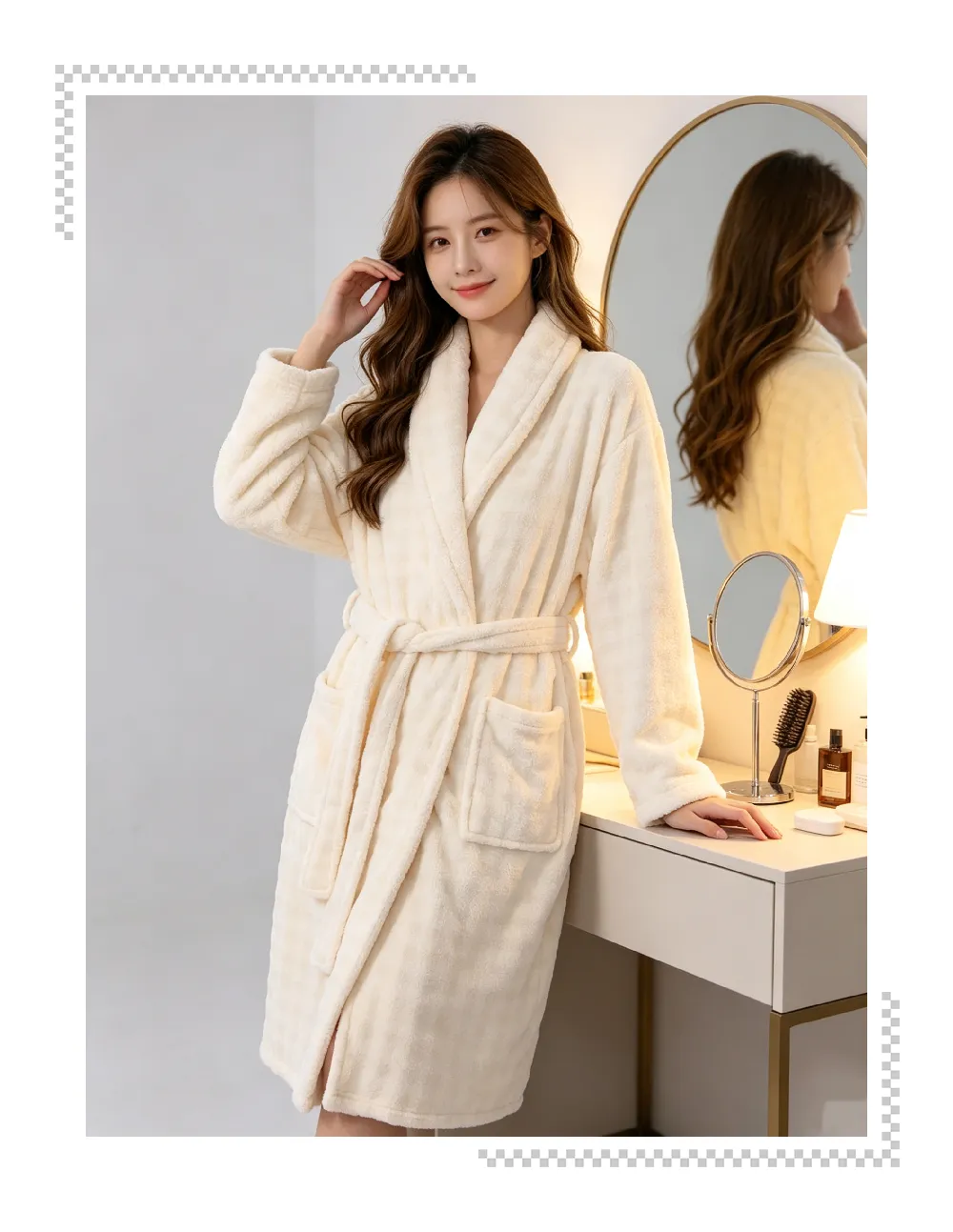 350G thickened warm coral fleece robe women bathrobe loose tie pajamas flannel · Wholesale · OEM · Worldwide Shipping - Detail 2