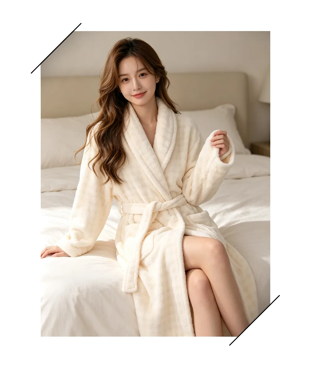 350G thickened warm coral fleece robe women bathrobe loose tie pajamas flannel · Wholesale · OEM · Worldwide Shipping - Detail 6