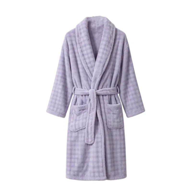 350G thickened warm coral fleece robe women bathrobe loose tie pajamas flannel · Wholesale · OEM · Worldwide Shipping - View 4