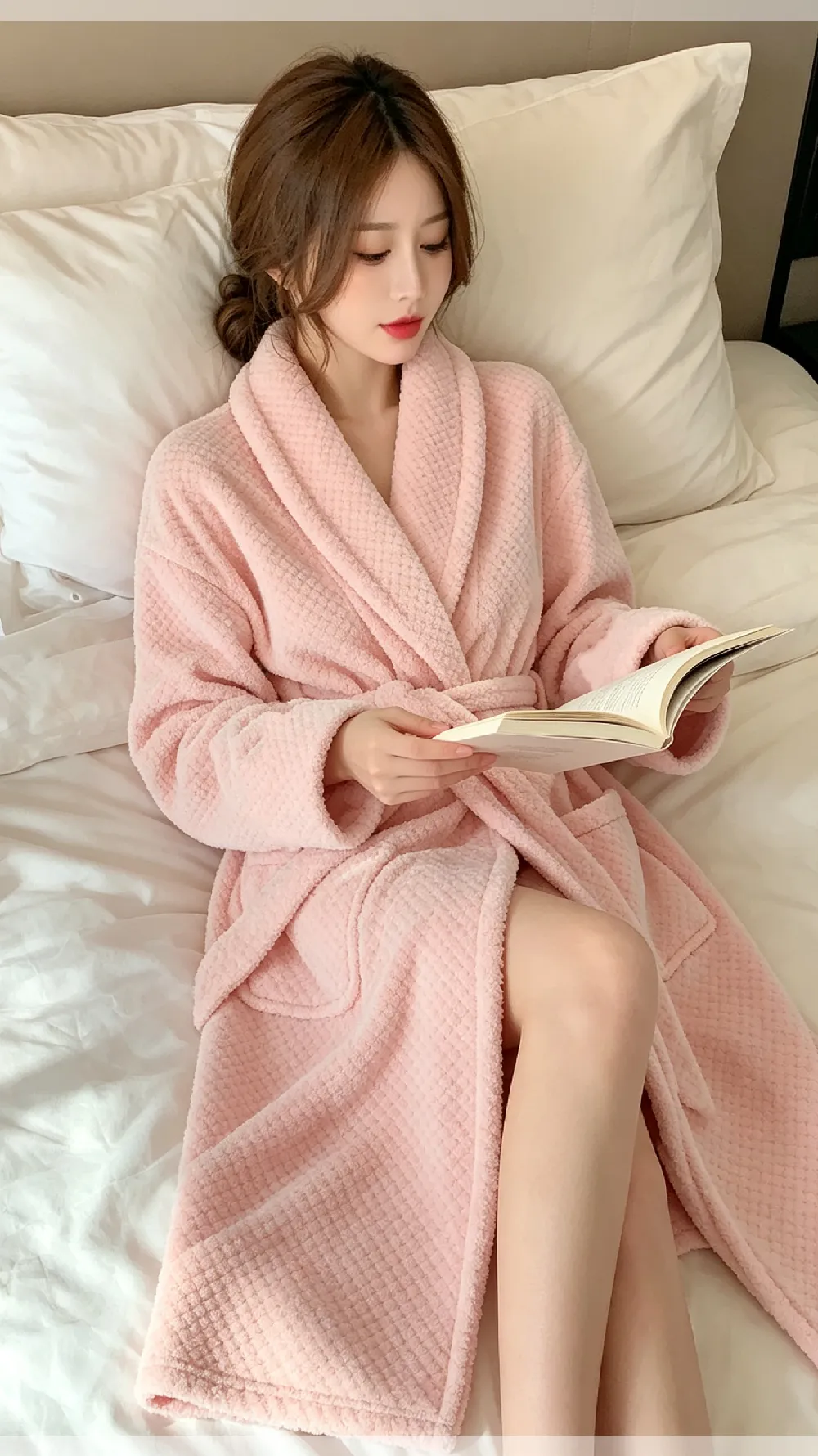 300G Autumn Winter Women's Robe Warm Flannel Bathrobe Pink Simple Pineapple Grid Coral Fleece Pajamas · Wholesale · OEM · Worldwide Shipping - Detail 3