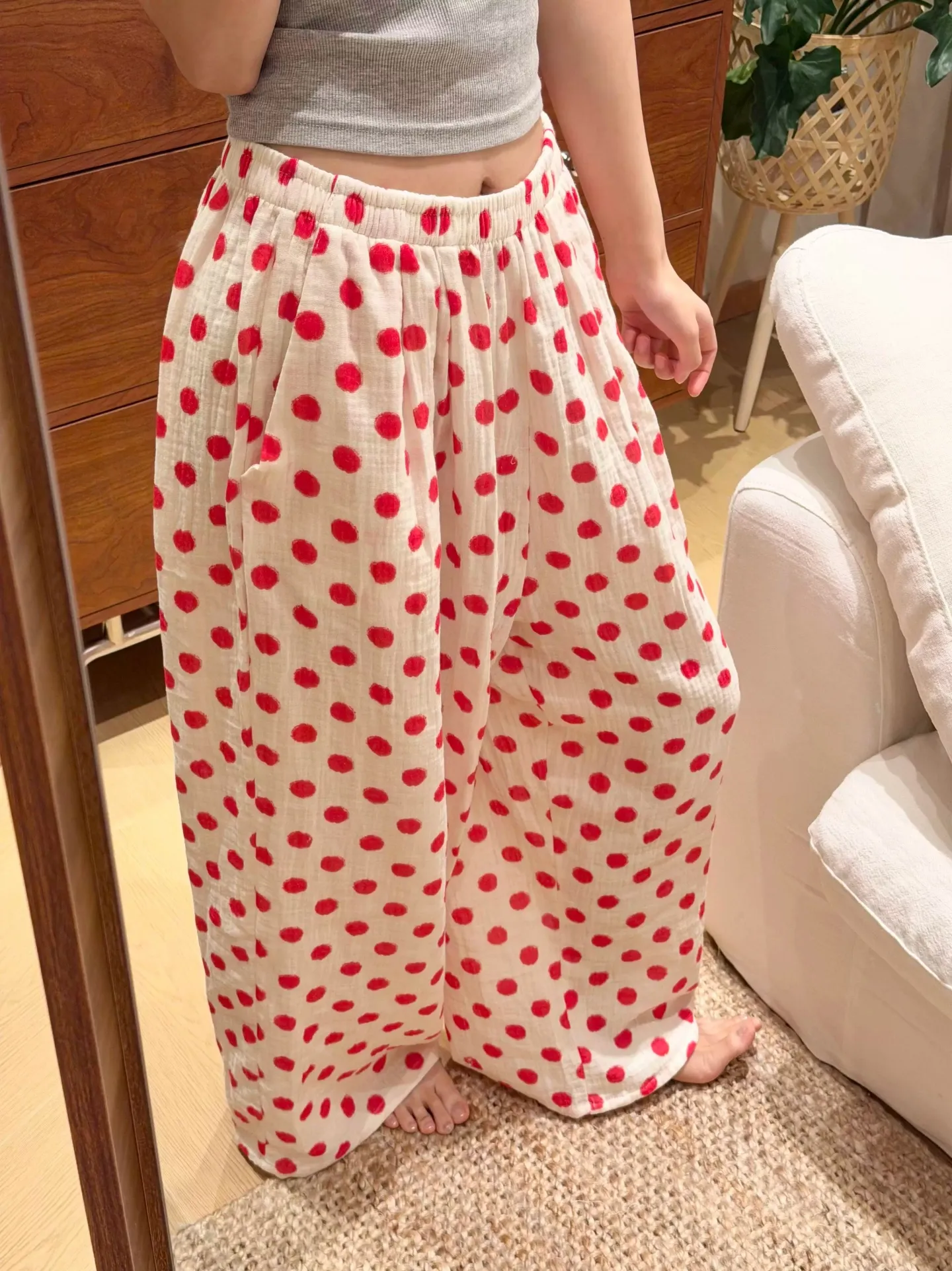 8222 Red Polka Dot Pants Double Pockets Influencer Style Lounge Pants Korean Version Pajama Women's Outerwear Air Conditioning Pants Homewear · Wholesale · OEM · Worldwide Shipping