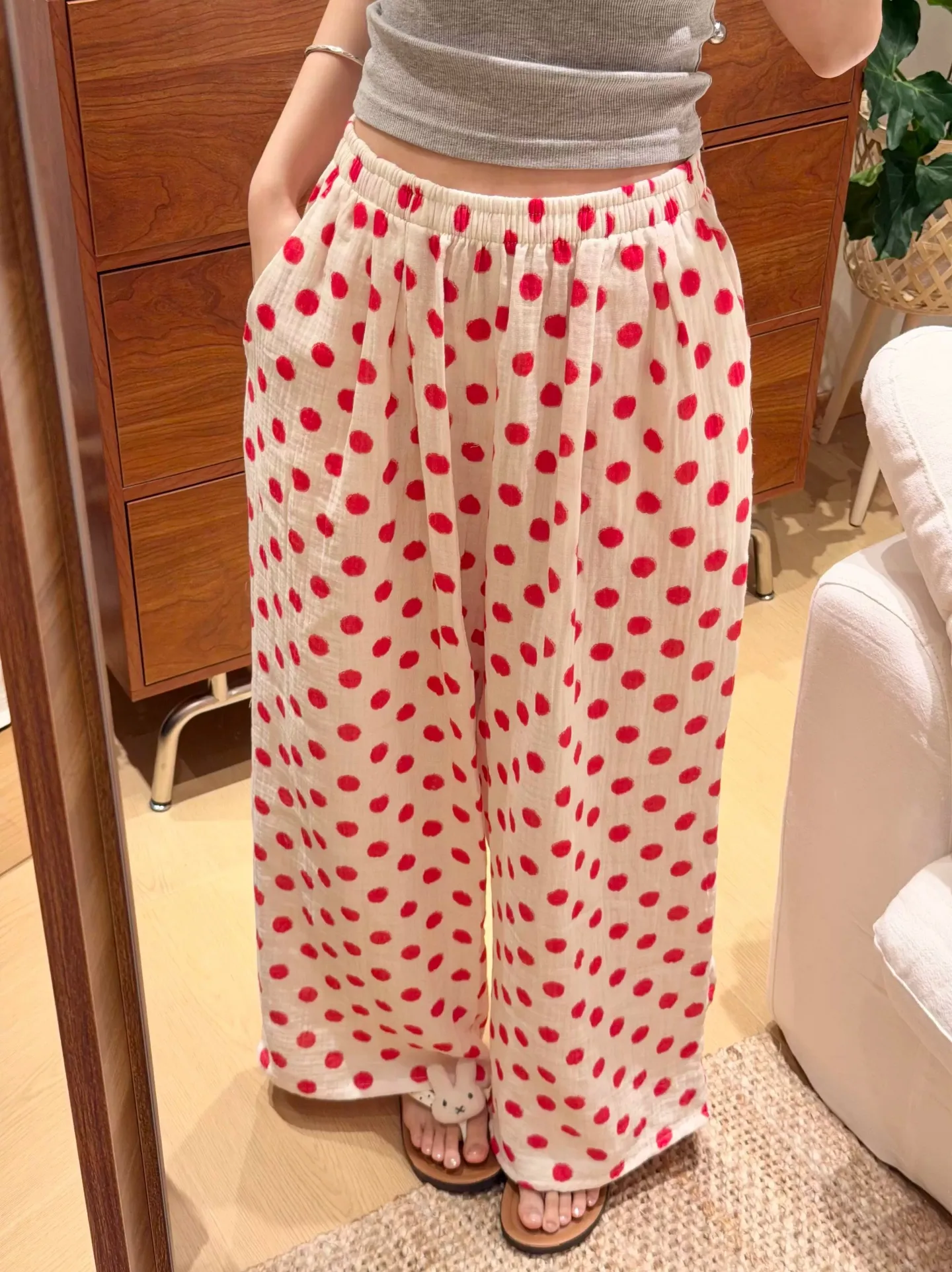 8222 Red Polka Dot Pants Double Pockets Influencer Style Lounge Pants Korean Version Pajama Women's Outerwear Air Conditioning Pants Homewear · Wholesale · OEM · Worldwide Shipping - View 1