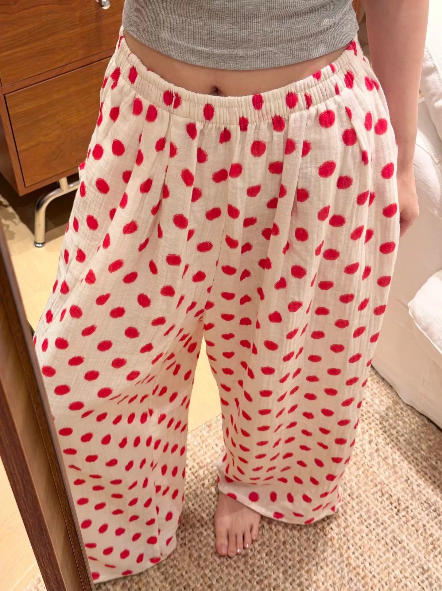 8222 Red Polka Dot Pants Double Pockets Influencer Style Lounge Pants Korean Version Pajama Women's Outerwear Air Conditioning Pants Homewear · Wholesale · OEM · Worldwide Shipping - View 2