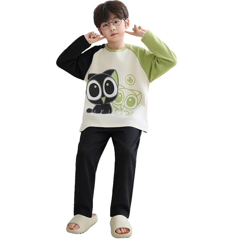 Boys' Pure Cotton Pajama Set, Thin Long Sleeve Spring/Autumn & Summer Loungewear for Ages 12-15 · Wholesale · OEM · Worldwide Shipping - View 4