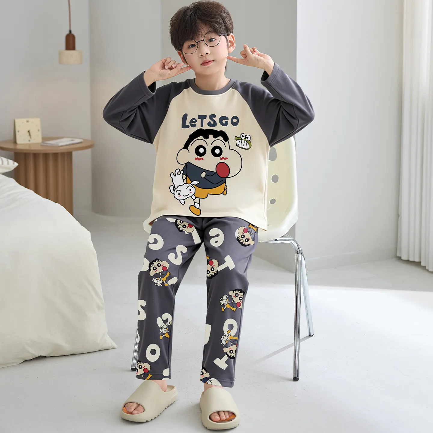 Boys' Pure Cotton Pajama Set, Thin Long Sleeve Spring/Autumn & Summer Loungewear for Ages 12-15 · Wholesale · OEM · Worldwide Shipping