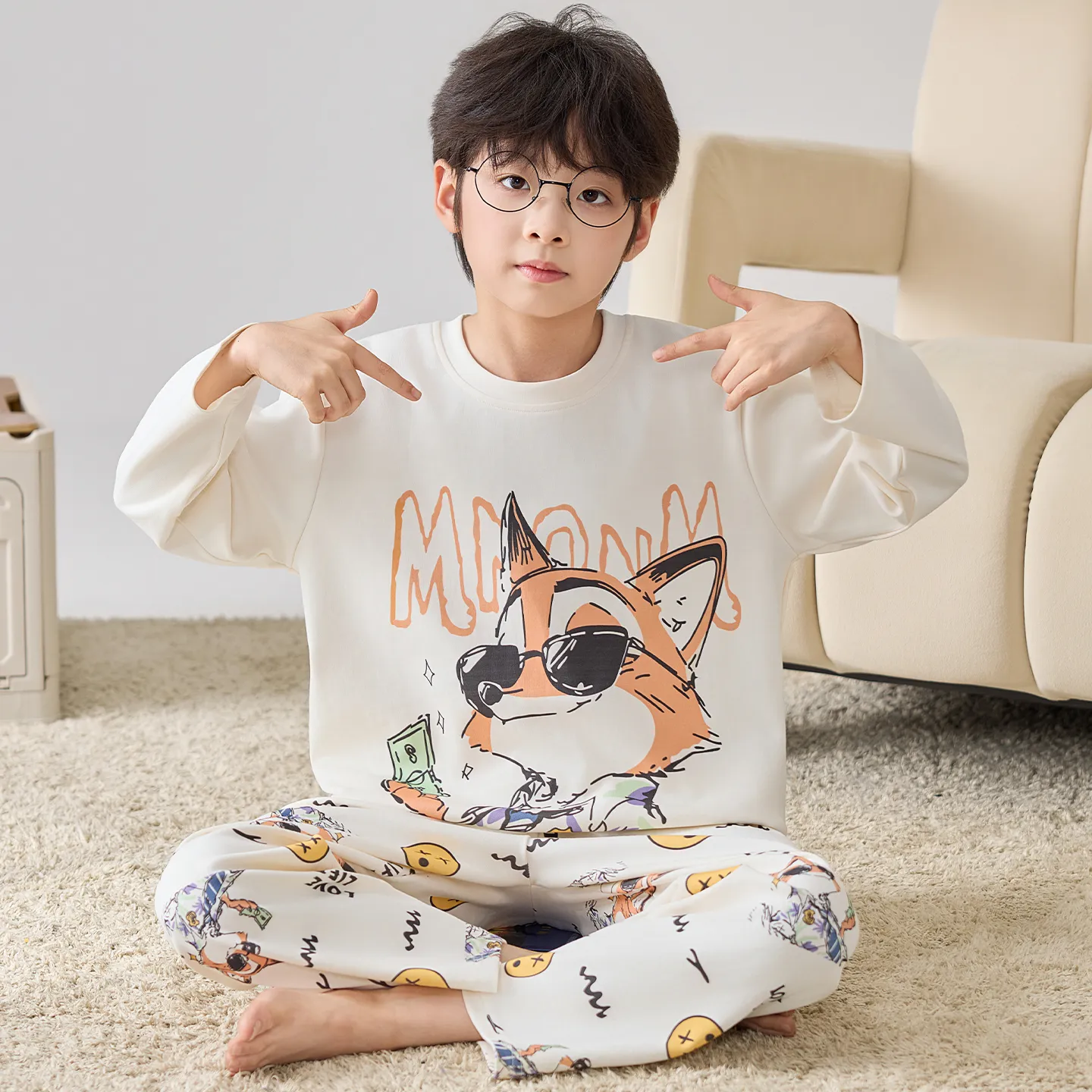 Boys' Pure Cotton Pajama Set, Thin Long Sleeve Spring/Autumn & Summer Loungewear for Ages 12-15 · Wholesale · OEM · Worldwide Shipping
