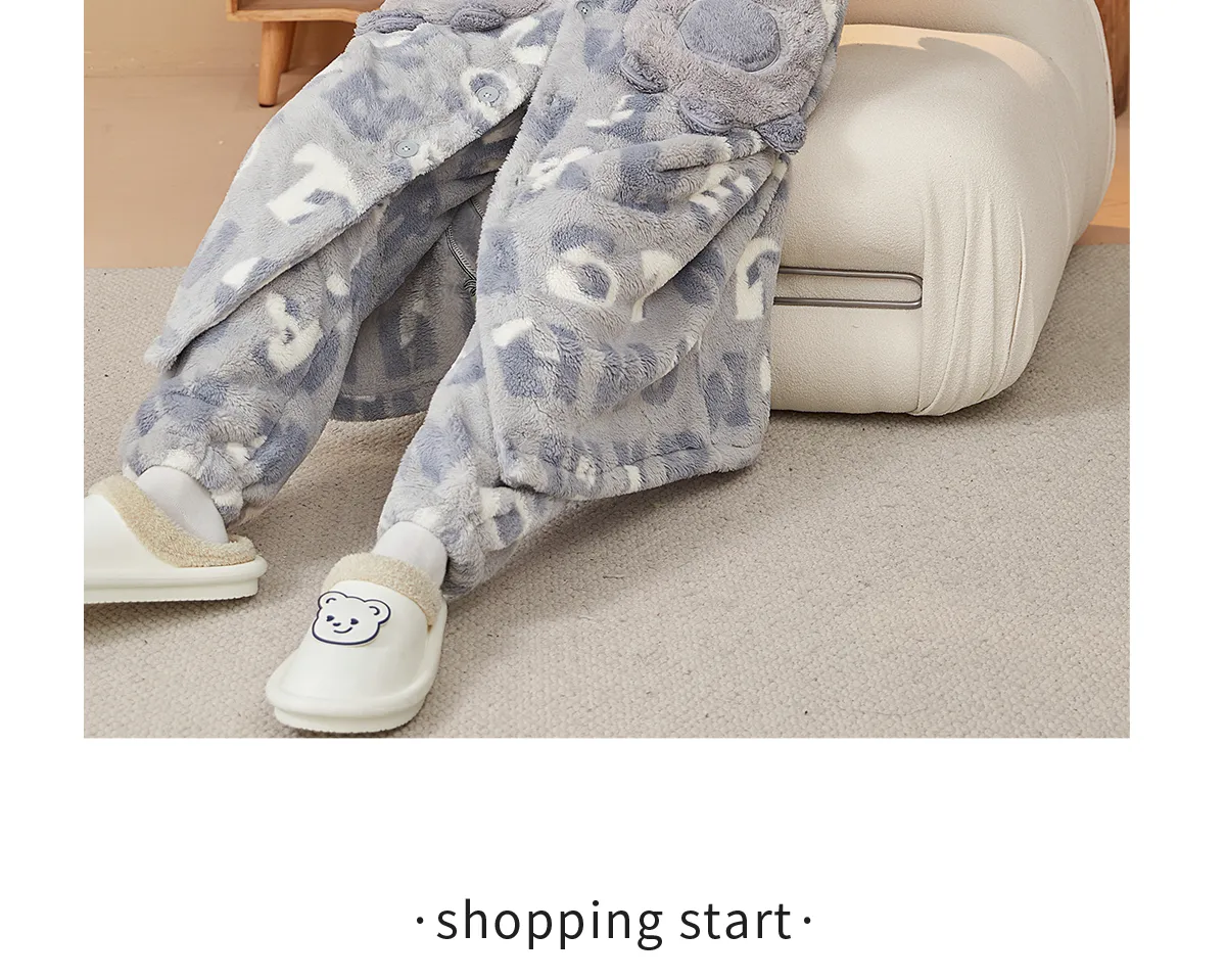 Nouveauté 2026 Ensemble de pyjama en polaire pour homme, modèle automne-hiver, robe de chambre doublée et épaissie, vêtement d'intérieur portable à l'extérieur · Grossiste · OEM · Mondial - Detail 12