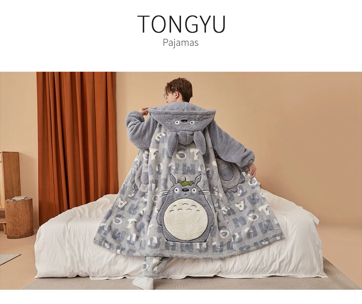 Nouveauté 2026 Ensemble de pyjama en polaire pour homme, modèle automne-hiver, robe de chambre doublée et épaissie, vêtement d'intérieur portable à l'extérieur · Grossiste · OEM · Mondial - Detail 8