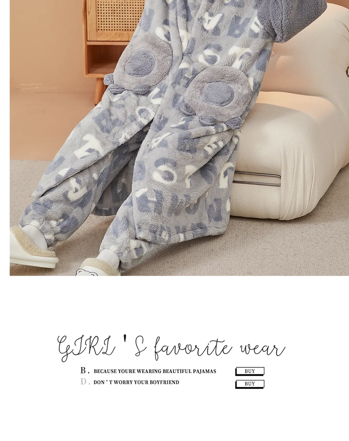 Nouveauté 2026 Ensemble de pyjama en polaire pour homme, modèle automne-hiver, robe de chambre doublée et épaissie, vêtement d'intérieur portable à l'extérieur · Grossiste · OEM · Mondial - Detail 5
