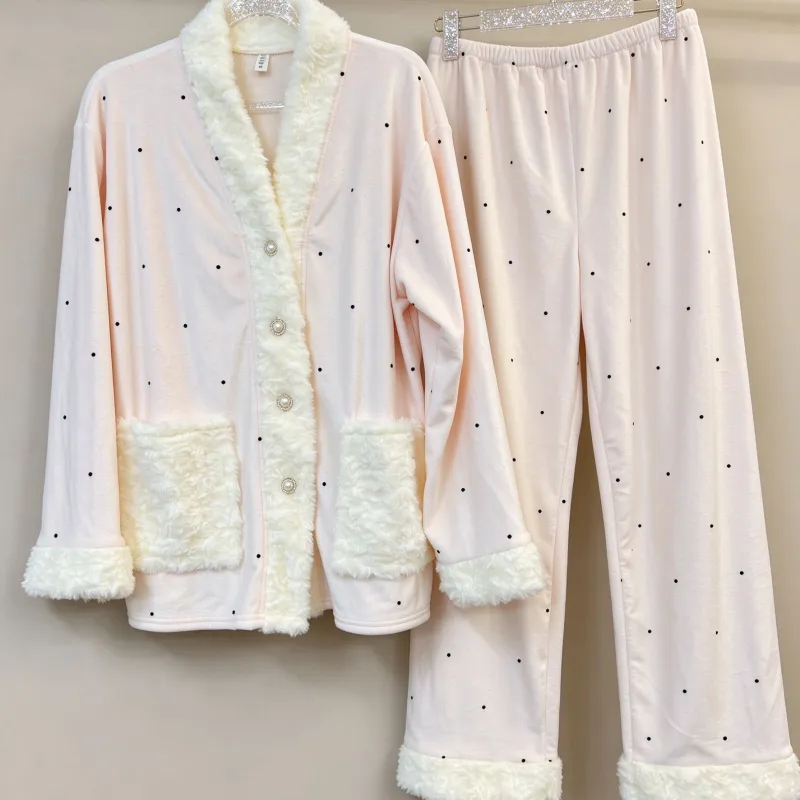 Winter Thickened Island Velvet Three-Piece Pajama Set for Women Lace Young Girl Long Sleeve Plush Loungewear Pastoral Rabbit Set · Wholesale · OEM · Worldwide Shipping - View 1