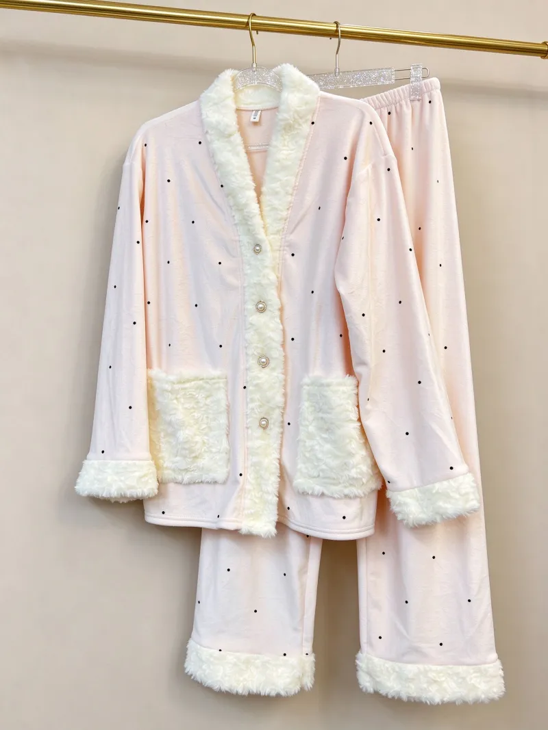 Winter Thickened Island Velvet Three-Piece Pajama Set for Women Lace Young Girl Long Sleeve Plush Loungewear Pastoral Rabbit Set · Wholesale · OEM · Worldwide Shipping - Detail 9