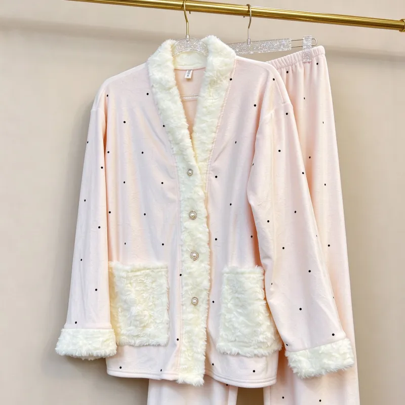 Winter Thickened Island Velvet Three-Piece Pajama Set for Women Lace Young Girl Long Sleeve Plush Loungewear Pastoral Rabbit Set · Wholesale · OEM · Worldwide Shipping - View 4
