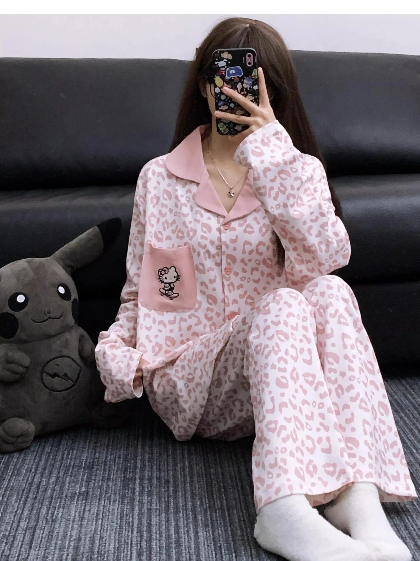 جديد حلو مقاسات كبيرة قابل للارتداء خارجاً قطن سحابي كرتوني KT قط نسائية بيجامة ملابس منزلية طقم · بيع بالجملة · تصنيع حسب الطلب · شحن عالمي - Detail 9
