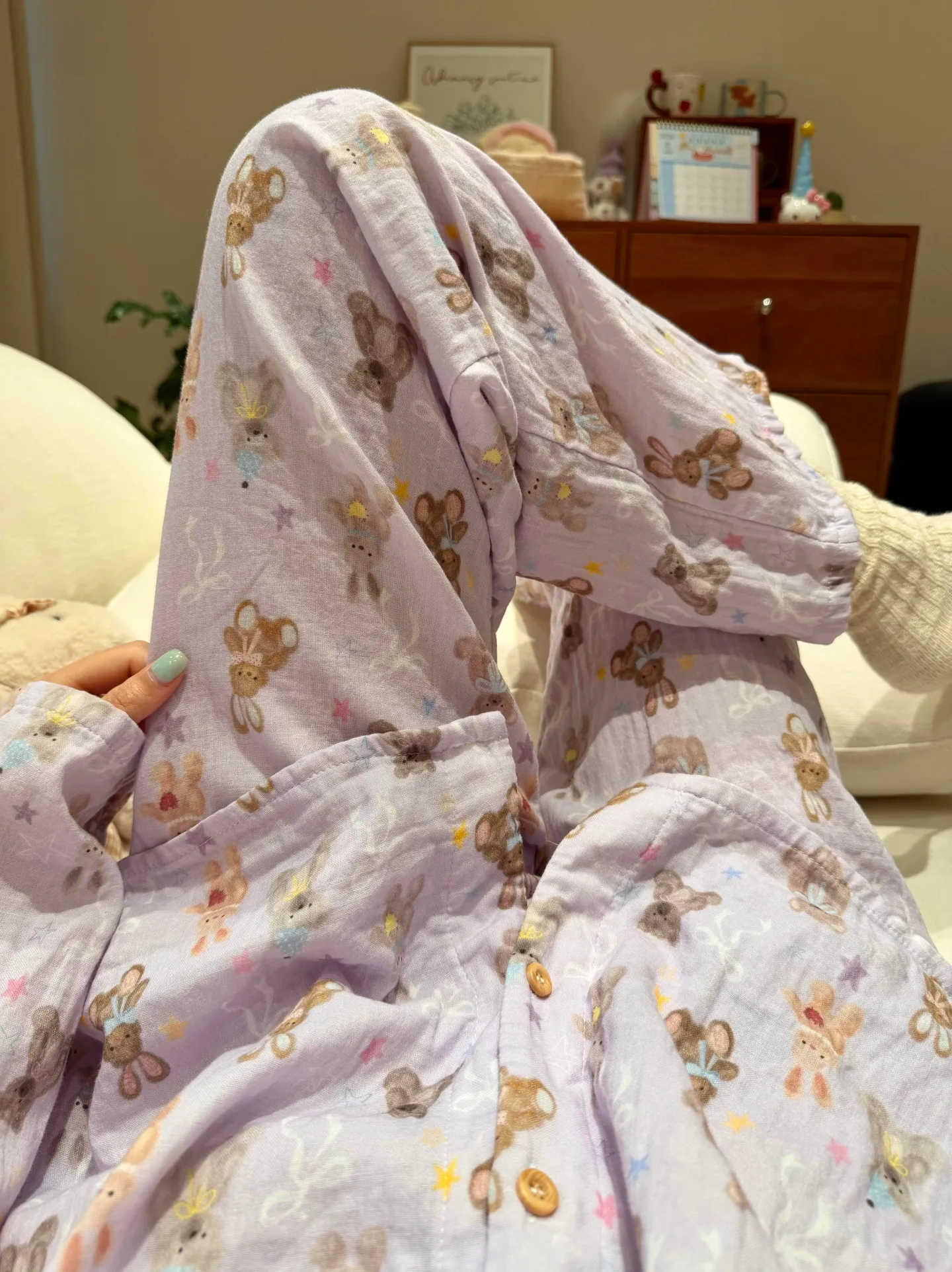 Ensemble de pyjama femme 8359 violet taro lapin nouvelle collection printemps-automne 2027 style influenceuse coréen manches longues · Grossiste · OEM · Mondial - Detail 11