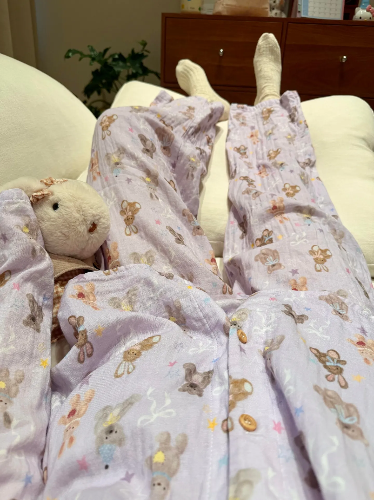 Ensemble de pyjama femme 8359 violet taro lapin nouvelle collection printemps-automne 2027 style influenceuse coréen manches longues · Grossiste · OEM · Mondial - Detail 9