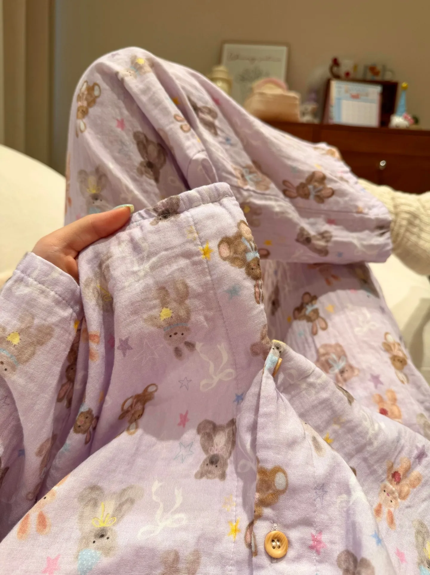 Ensemble de pyjama femme 8359 violet taro lapin nouvelle collection printemps-automne 2027 style influenceuse coréen manches longues · Grossiste · OEM · Mondial - Detail 13