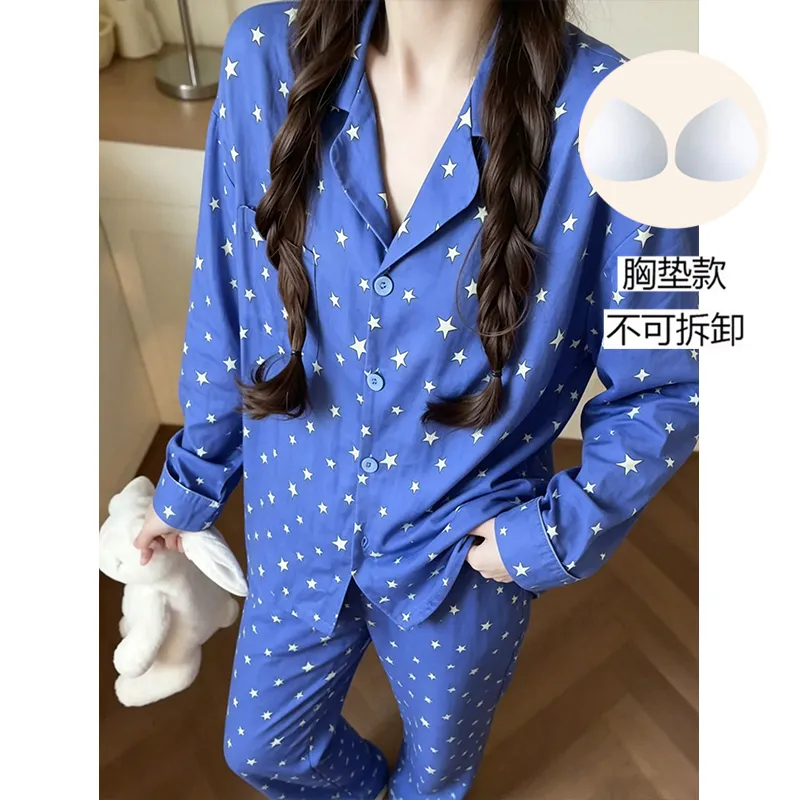 All-Over Star Print Soft Cloud Cotton Spring Autumn Long Sleeve Pajamas Women's Plus Size Loungewear Set · Wholesale · OEM · Worldwide Shipping - View 4