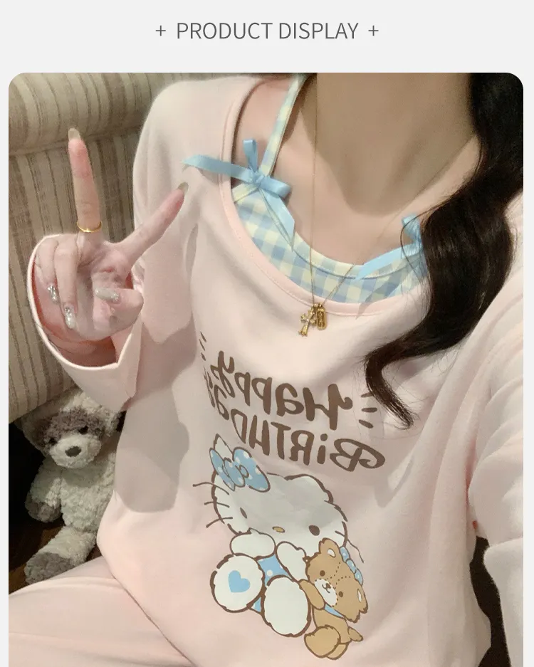 Cotton-Like Pajamas Women Autumn Winter New with Chest Pad Sweet Girl Cartoon Long Sleeve Outer Wear Student Homewear Set · Wholesale · OEM · Worldwide Shipping - Detail 8