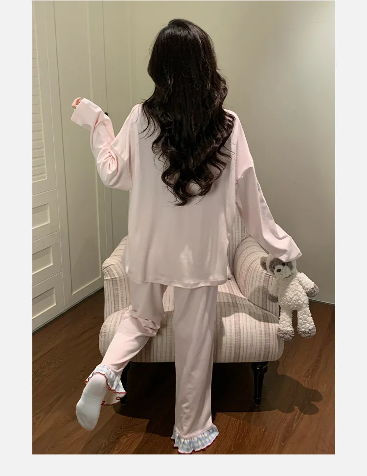 Cotton-Like Pajamas Women Autumn Winter New with Chest Pad Sweet Girl Cartoon Long Sleeve Outer Wear Student Homewear Set · Wholesale · OEM · Worldwide Shipping - Detail 11