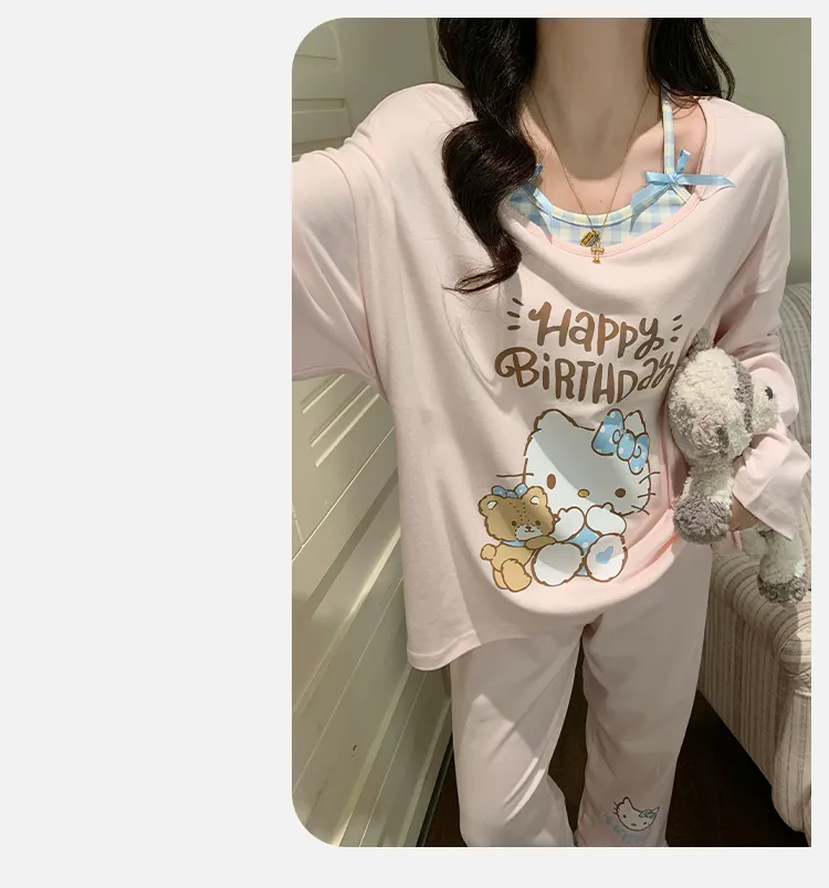 Cotton-Like Pajamas Women Autumn Winter New with Chest Pad Sweet Girl Cartoon Long Sleeve Outer Wear Student Homewear Set · Wholesale · OEM · Worldwide Shipping - Detail 14