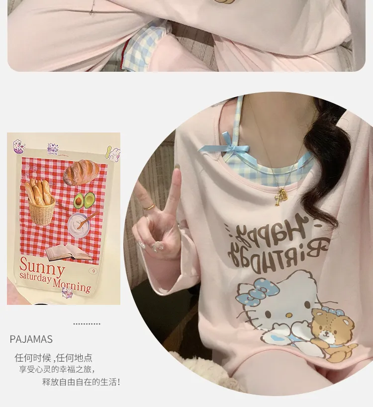 Cotton-Like Pajamas Women Autumn Winter New with Chest Pad Sweet Girl Cartoon Long Sleeve Outer Wear Student Homewear Set · Wholesale · OEM · Worldwide Shipping - Detail 7