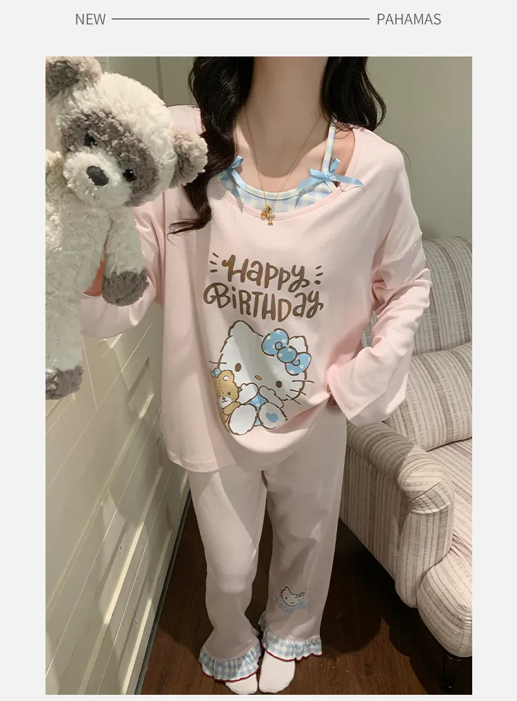 Cotton-Like Pajamas Women Autumn Winter New with Chest Pad Sweet Girl Cartoon Long Sleeve Outer Wear Student Homewear Set · Wholesale · OEM · Worldwide Shipping - Detail 10