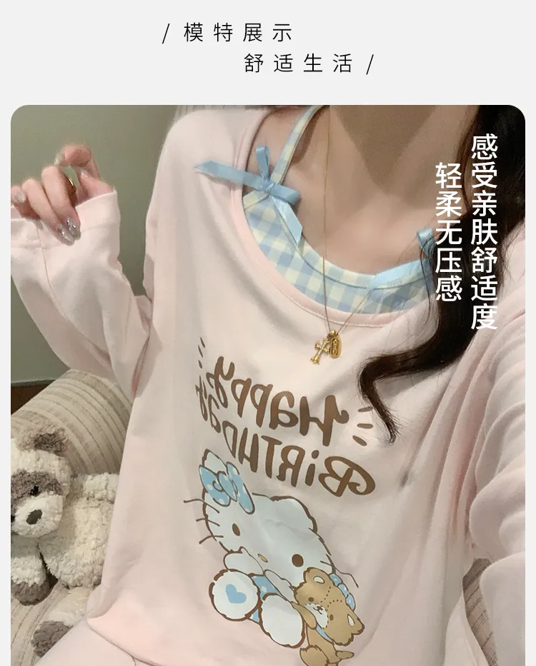 Cotton-Like Pajamas Women Autumn Winter New with Chest Pad Sweet Girl Cartoon Long Sleeve Outer Wear Student Homewear Set · Wholesale · OEM · Worldwide Shipping - Detail 6