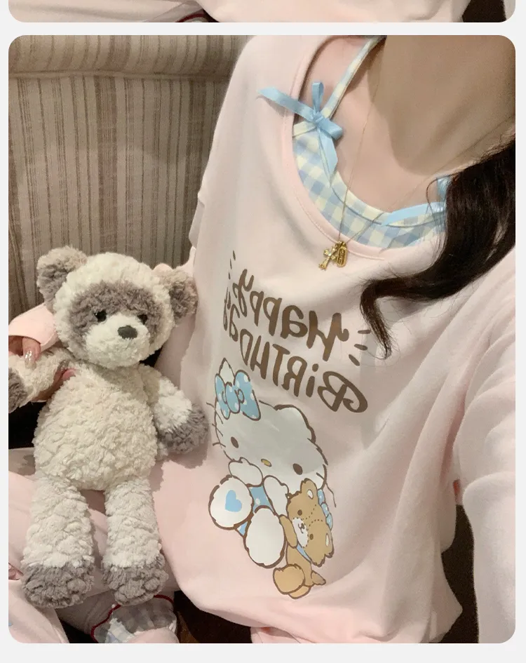 Cotton-Like Pajamas Women Autumn Winter New with Chest Pad Sweet Girl Cartoon Long Sleeve Outer Wear Student Homewear Set · Wholesale · OEM · Worldwide Shipping - Detail 9