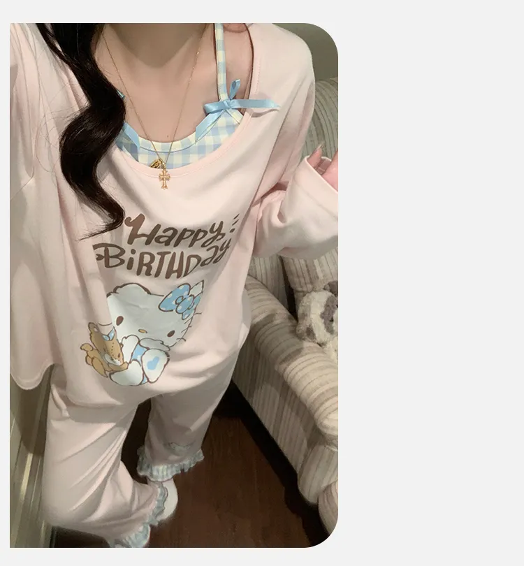 Cotton-Like Pajamas Women Autumn Winter New with Chest Pad Sweet Girl Cartoon Long Sleeve Outer Wear Student Homewear Set · Wholesale · OEM · Worldwide Shipping - Detail 13