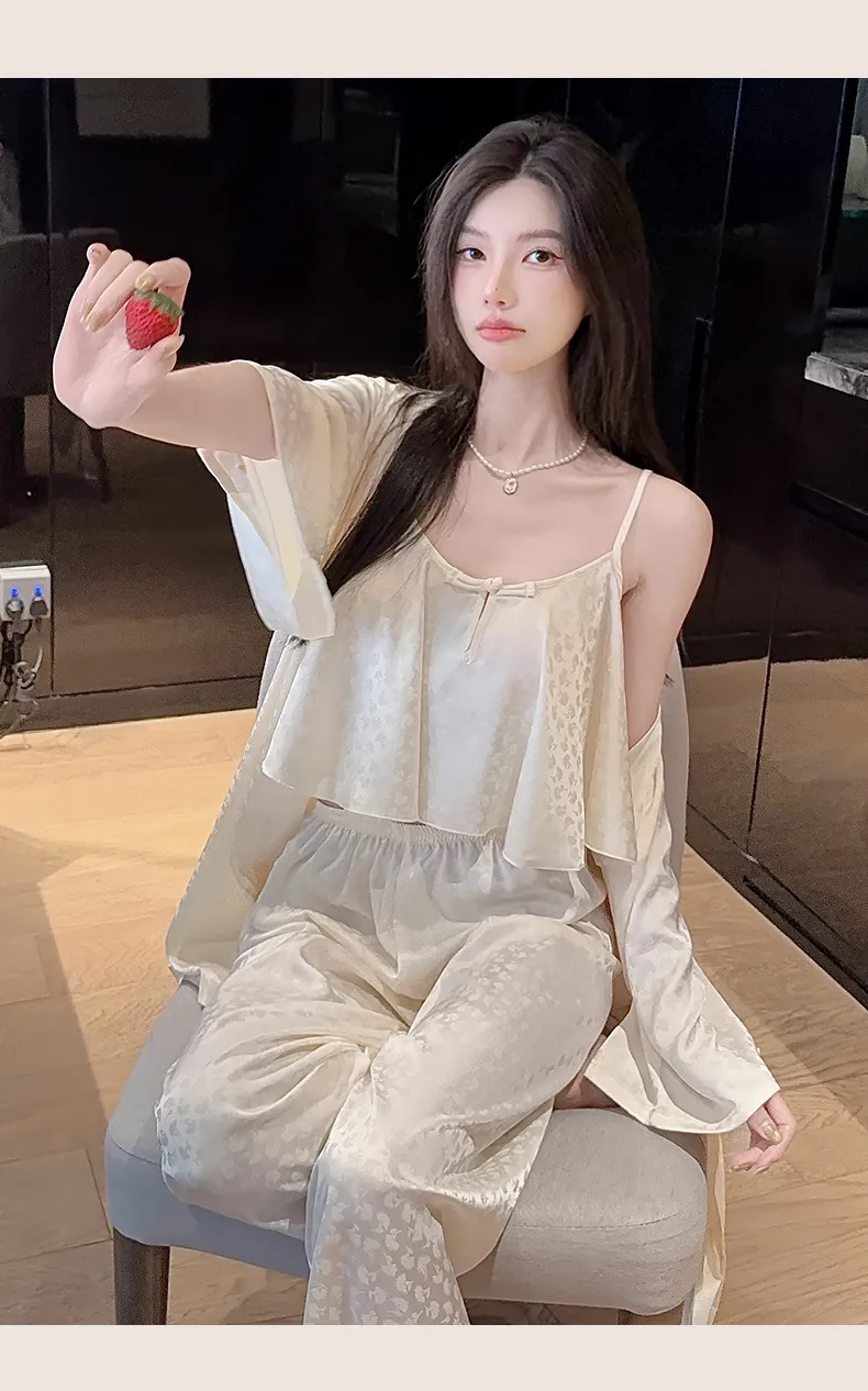 Frog Button Navel-Baring Cami with Chest Pad Short Jacquard Satin High-End Sexy Pure Desire Style Pajamas · Wholesale · OEM · Worldwide Shipping - Detail 31