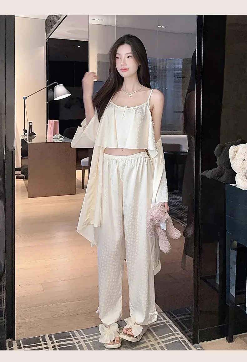 Frog Button Navel-Baring Cami with Chest Pad Short Jacquard Satin High-End Sexy Pure Desire Style Pajamas · Wholesale · OEM · Worldwide Shipping - Detail 23