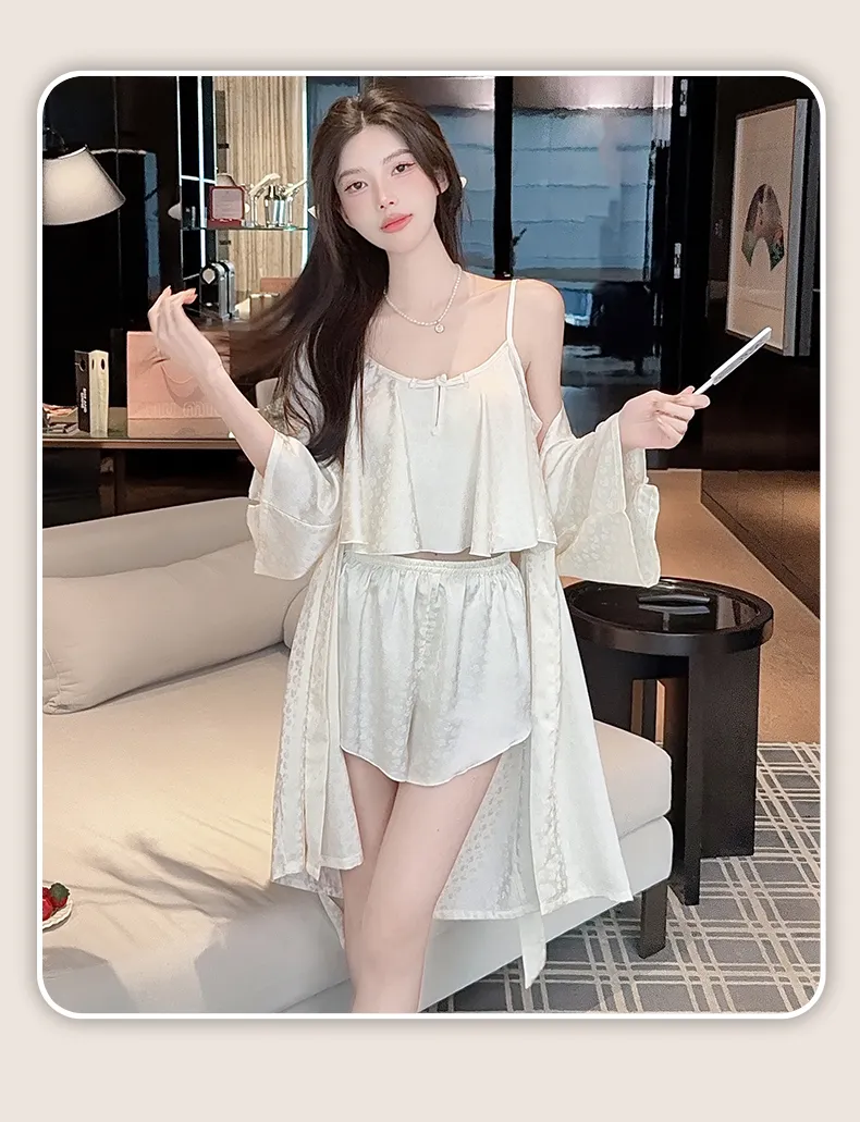 Frog Button Navel-Baring Cami with Chest Pad Short Jacquard Satin High-End Sexy Pure Desire Style Pajamas · Wholesale · OEM · Worldwide Shipping - Detail 15