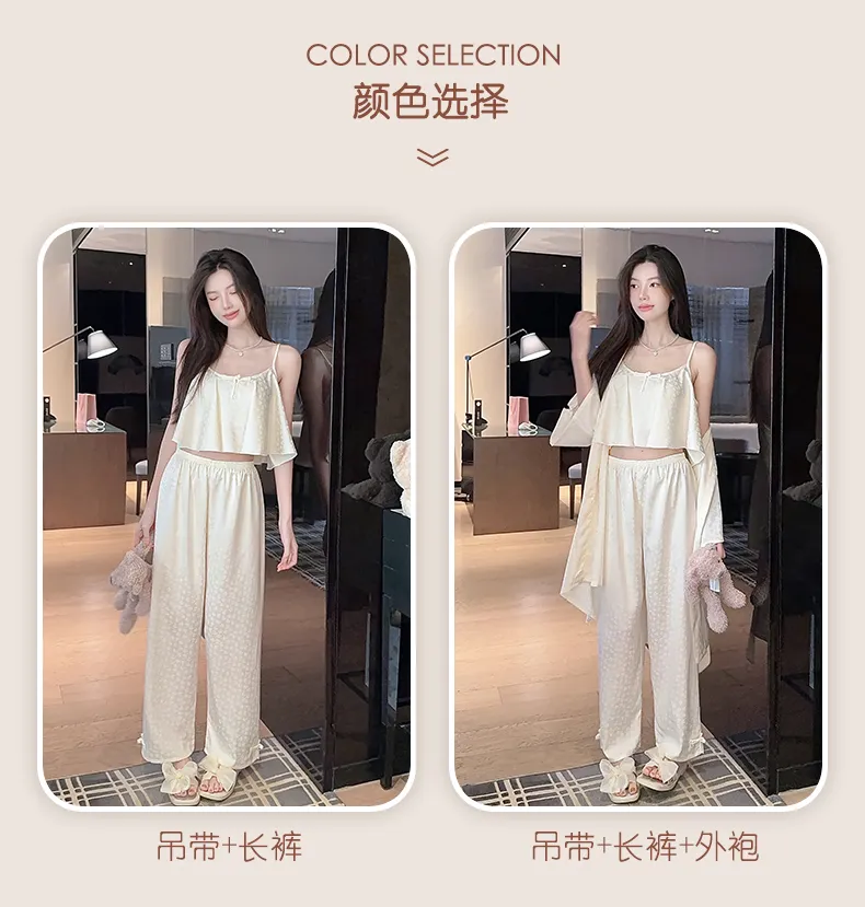 Frog Button Navel-Baring Cami with Chest Pad Short Jacquard Satin High-End Sexy Pure Desire Style Pajamas · Wholesale · OEM · Worldwide Shipping - Detail 6
