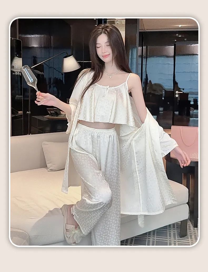 Frog Button Navel-Baring Cami with Chest Pad Short Jacquard Satin High-End Sexy Pure Desire Style Pajamas · Wholesale · OEM · Worldwide Shipping - Detail 30