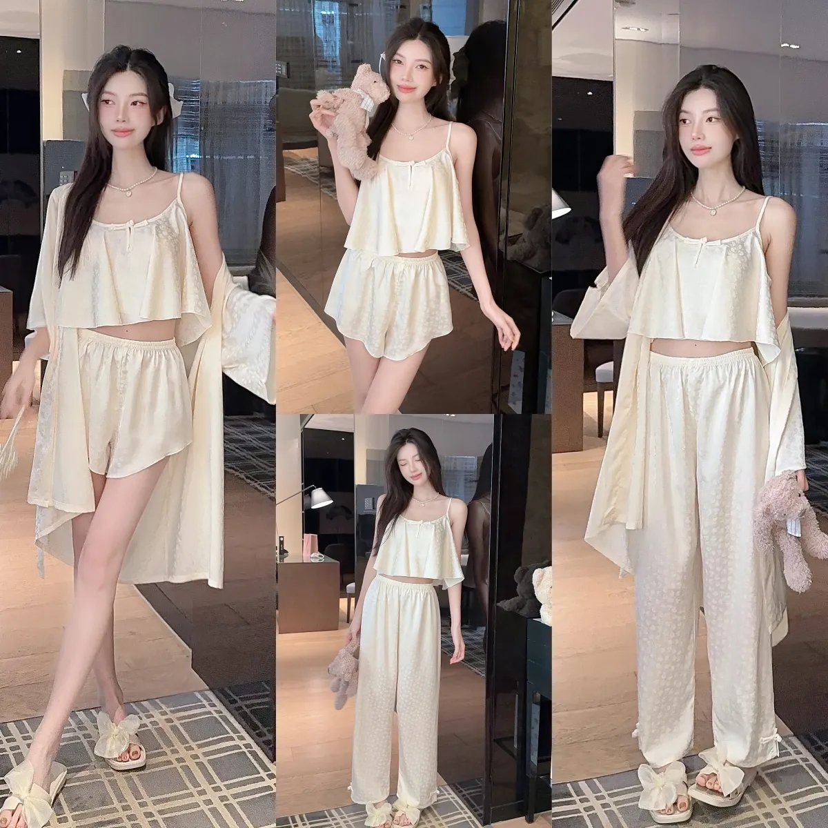 Frog Button Navel-Baring Cami with Chest Pad Short Jacquard Satin High-End Sexy Pure Desire Style Pajamas · Wholesale · OEM · Worldwide Shipping
