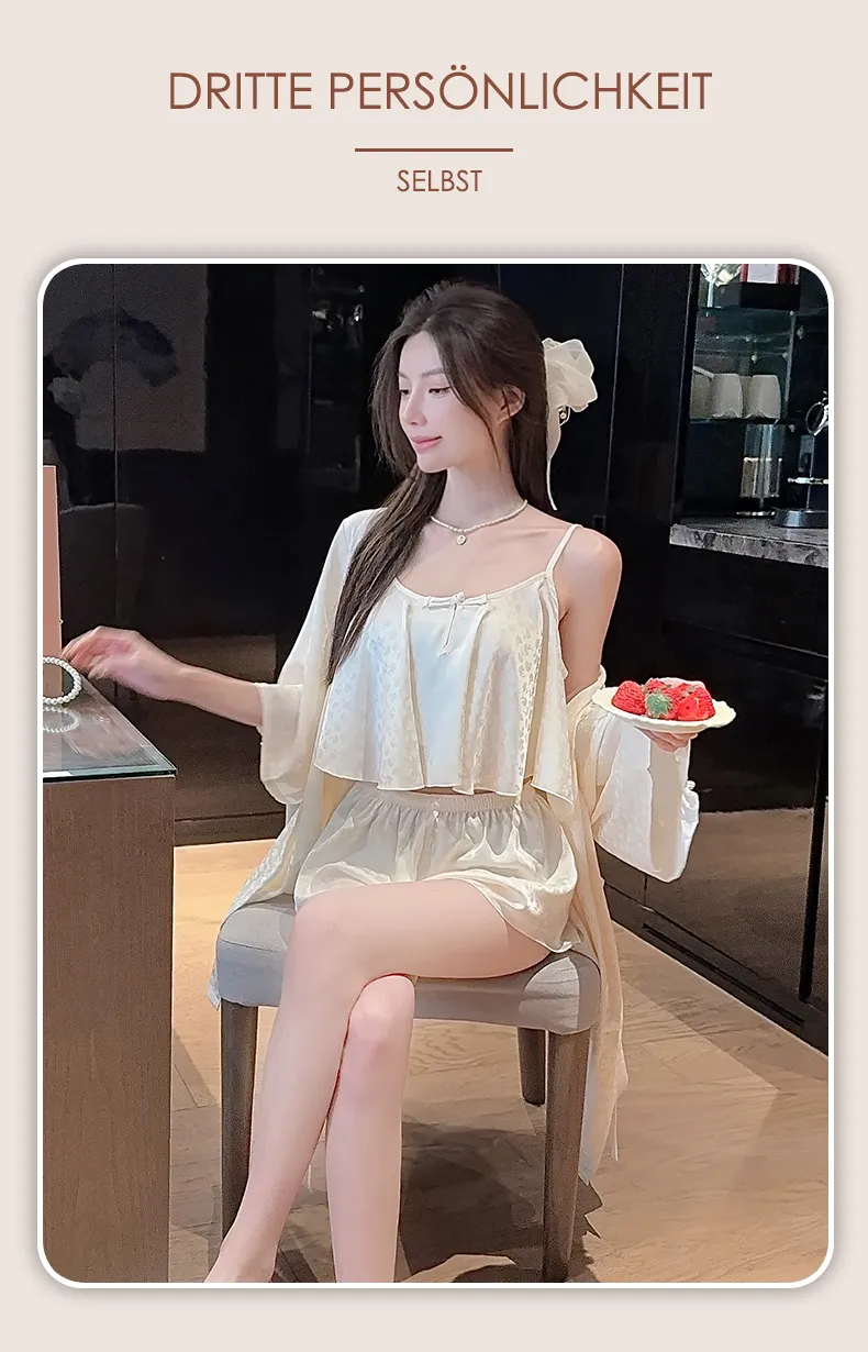 Frog Button Navel-Baring Cami with Chest Pad Short Jacquard Satin High-End Sexy Pure Desire Style Pajamas · Wholesale · OEM · Worldwide Shipping - Detail 17