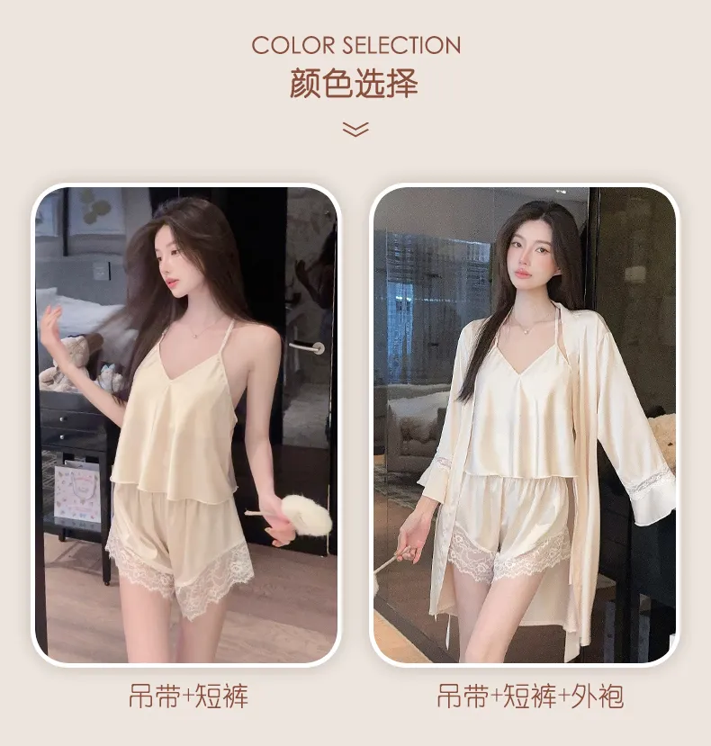 Sexy Lace Light Luxury Backless Pajamas for Women Summer Thin with Chest Pad Alluring Pure Desire Style Loungewear · Wholesale · OEM · Worldwide Shipping - Detail 5