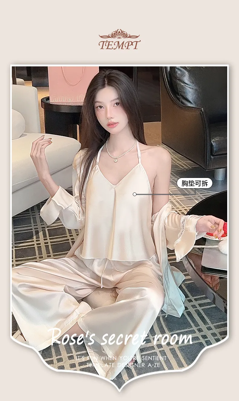 Sexy Lace Light Luxury Backless Pajamas for Women Summer Thin with Chest Pad Alluring Pure Desire Style Loungewear · Wholesale · OEM · Worldwide Shipping - Detail 18